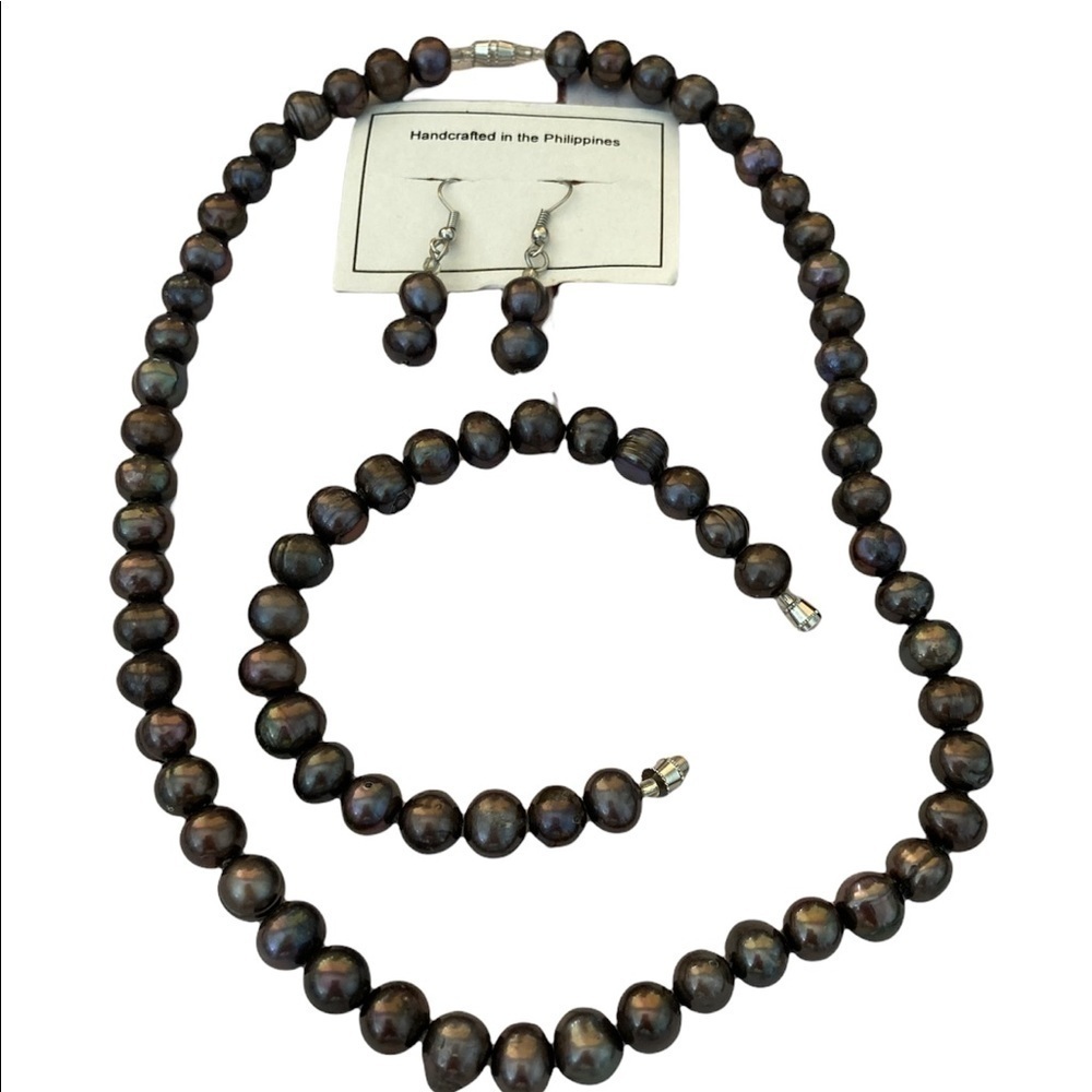 Freshwater Pearls Set Gray - Picture 1 of 4